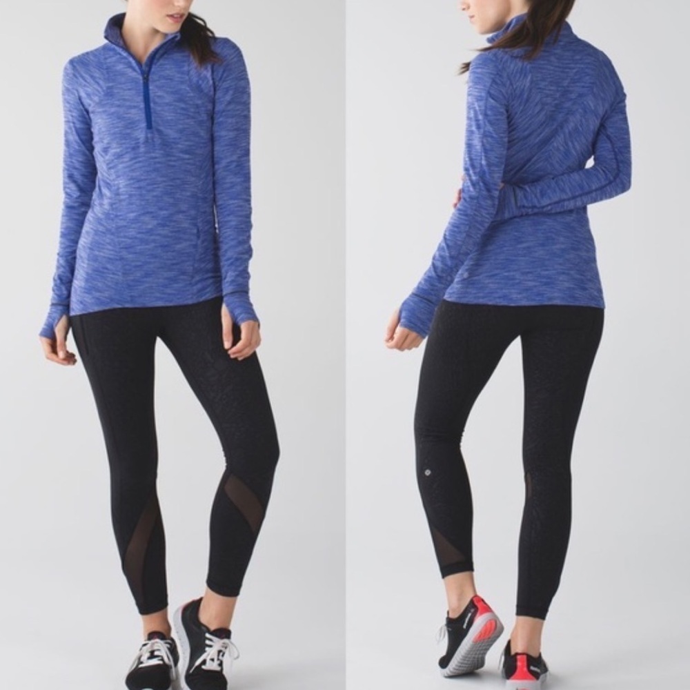 Lululemon Kanto Catch Me 1/2 Zip Heathered Sapphire Blue Size 4